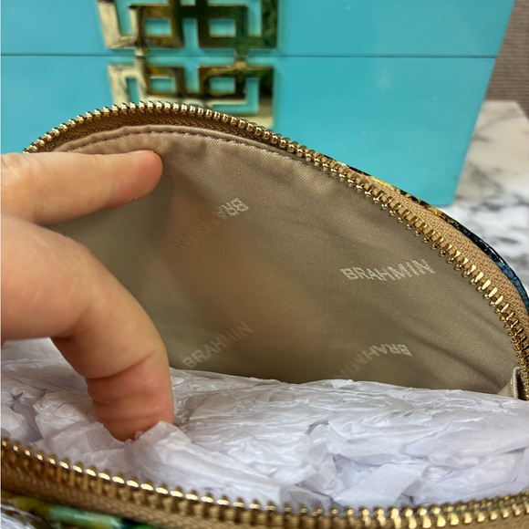 NWT Brahmin Mineral Blue Chevelle Snake Embossed Tina Cosmetic Case - Picture 7 of 8